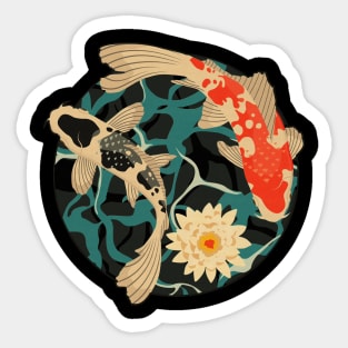 Koi Fish and Lotus Flower Pond Sticker